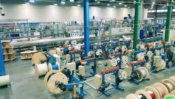 Inside View of a Modern Factory Producing Cables