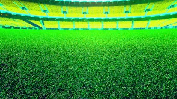 Flying On Grass In Green Stadium 01 4K