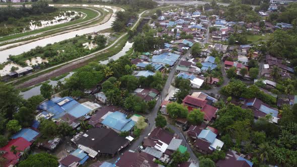 Aerial view Malays kampung house