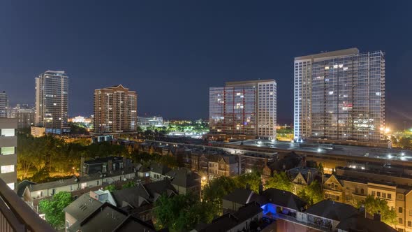 Chicago South Loop Cityscape - Day to Night Time Lapse