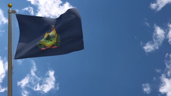 Vermont State Flag (Usa) On Flagpole