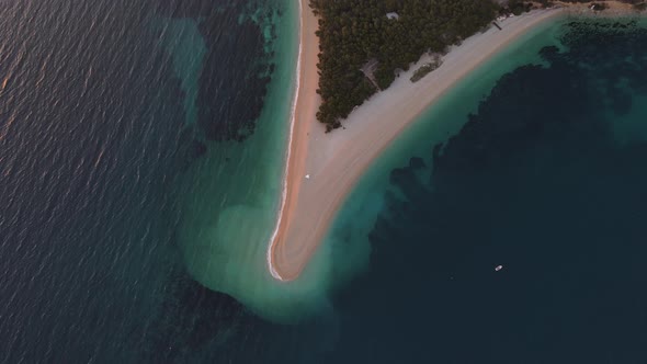 Birds eye over the golden horn beach in Croatia.