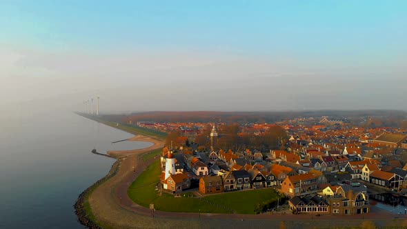 Urk Flevoland Netherlands a Sunny Day at the Old Village of Urk with Fishing Boats at the Harbor