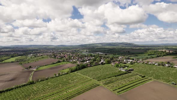 Evesham North Orchards Spring UK Aerial Landscape Worcestershire