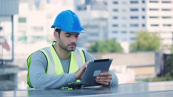Engineer using tablet