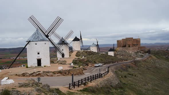 Famours windmills of Spain, Molinos de Viento de Consuegra. Consuegra, Spain. Windmills of Don Quixo