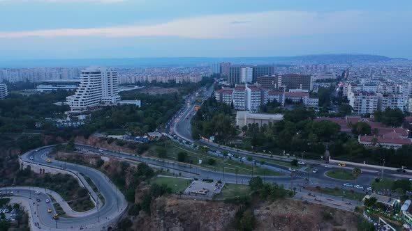 Aerial View Antalya City At Sunset