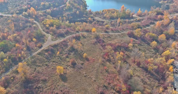 View of the Lake in a Granite Quarry As It Looks From Above