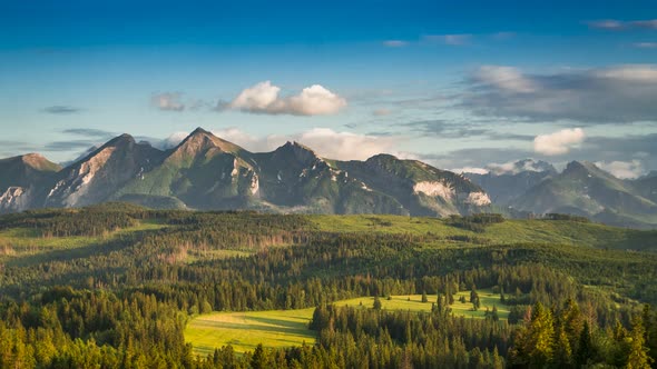 Tatra Mountains in summer at stunning sunset, Poland alt