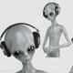 Alien in Headphones Listening to Music - VideoHive Item for Sale