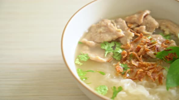 Pho Bo Vietnamese soup with pork and rice noodles - Vietnamese food style