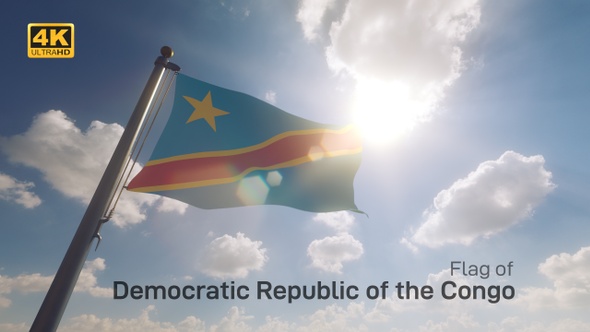 Democratic Republic of the Congo Flag on a Flagpole V2 - 4K