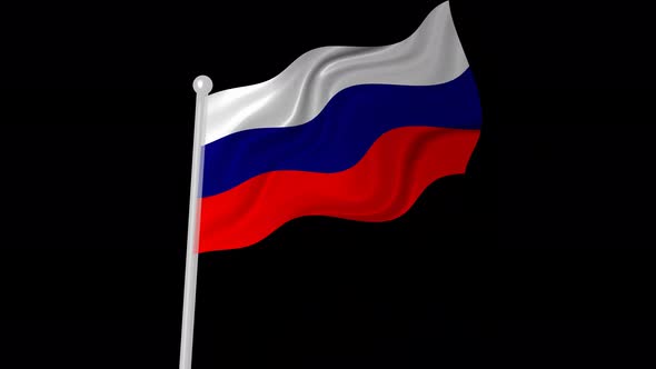 Russia Flag Flying Animated Black Background