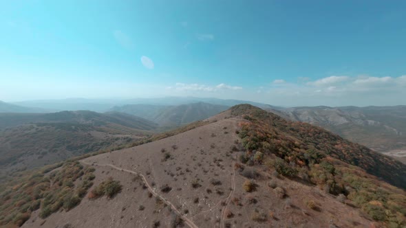 Mountain and Highlands Landscape From Freestyle Sport Fpv Drone. Aerial Cinematic Landscape Mountain