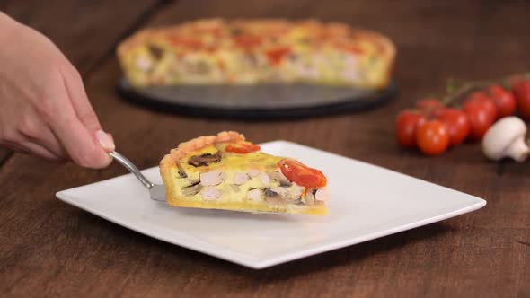 Chicken Quiche Lorraine with Mushrooms Tomatoes and Cheese