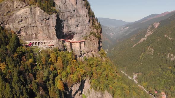 Aerial View of Sumela Monastery Near Trabzon City in Turkey