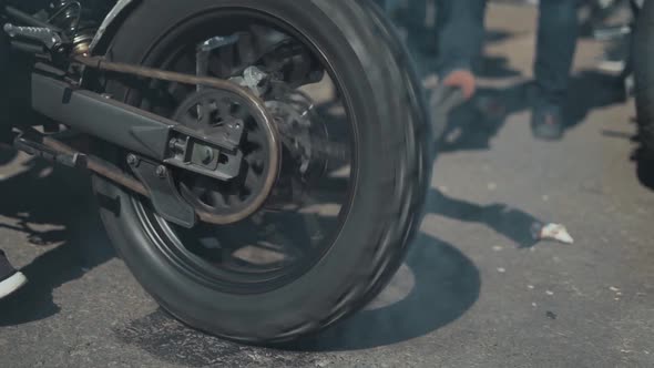 Motorcyclist Doing Tire Burnout Slow Motion