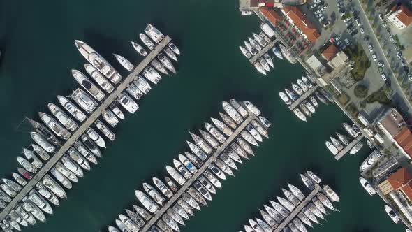 Aerial Drone View of Marina for Boats and Tourist Yachts