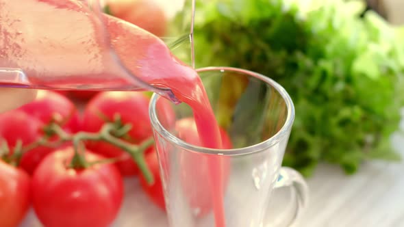 Tomato Juice with Sprig of Tomatoes on Background