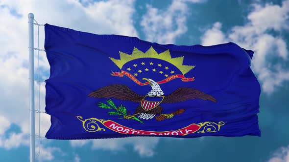 State Flag of North Dakota Waving in the Wind