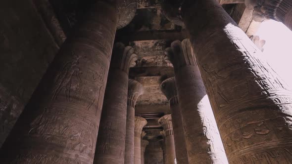 Majestic Columns In The Temple Of Edfu