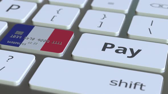 Bank Card Featuring Flag of France As a Key on Keyboard alt