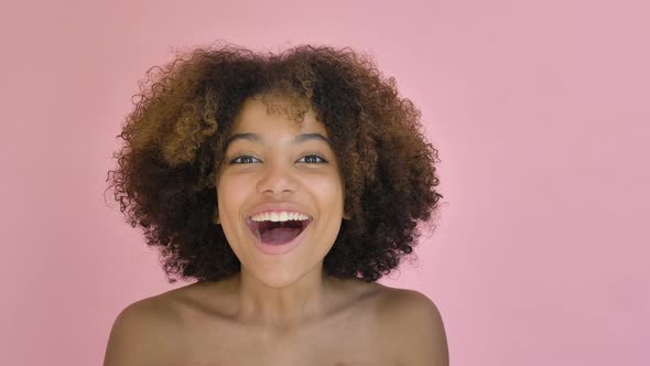 Portrait of Happy Mixed Race Woman Showing Emotion of Joy