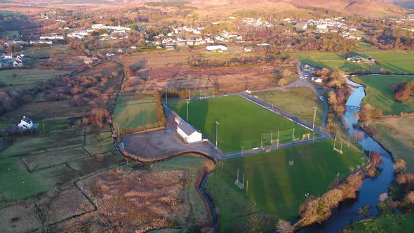 Aerial View of the Football Pitch in Glenties in County Donegal Ireland