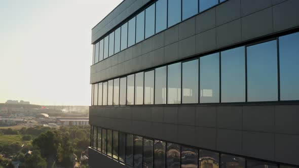 Windows of Empty Offices of Modern Mirrored Business Center During Covid19 Pandemic Isolation