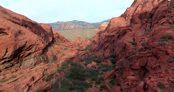 Flying down into Red Rock Canyon's Calico I  west of Las Vegas, Nevada