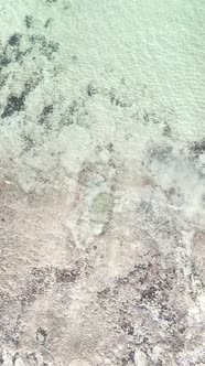 Vertical Video of Low Tide in the Ocean Near the Coast of Zanzibar Tanzania