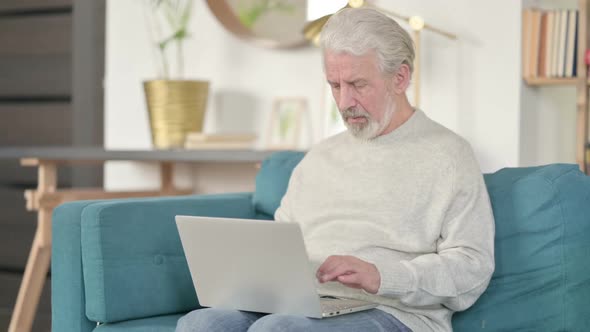 Old Man Closing Laptop and Leaving Room Going Away