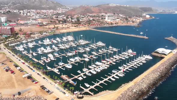 Boats on Ensenada beach Mexico