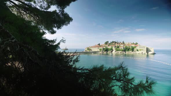 Sveti Stefan Is a Tourist Town By the Sea. Montenegro. Day