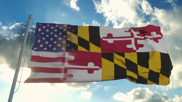 Flag of USA and Maryland State