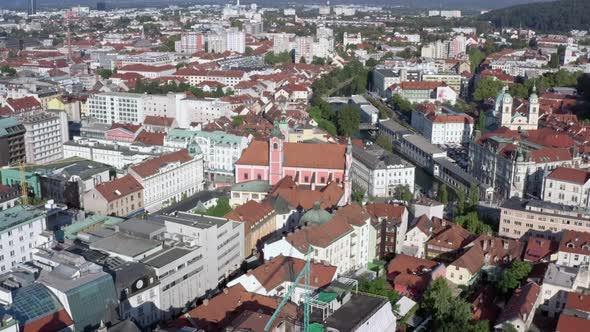 Aerial View of the Old Town in Ljubljana Slovenia