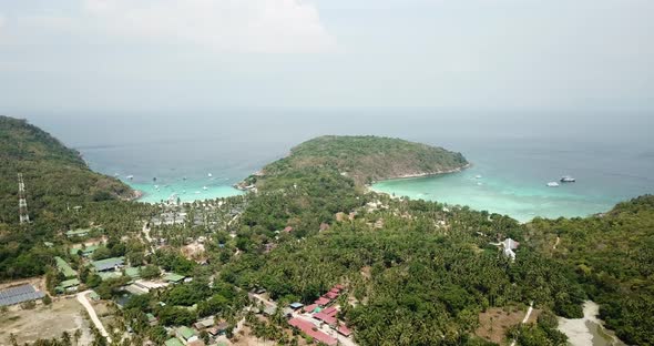 Green Palm Trees and Fields of Racha Island