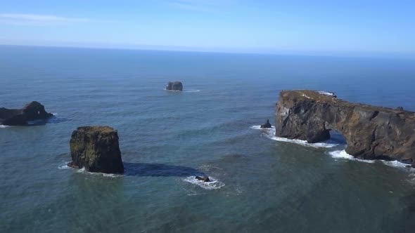 High Level View of Dyrholaey Arch in Iceland