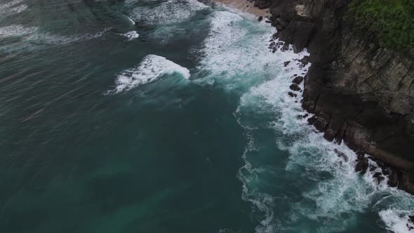 Waves crashing on the rocks