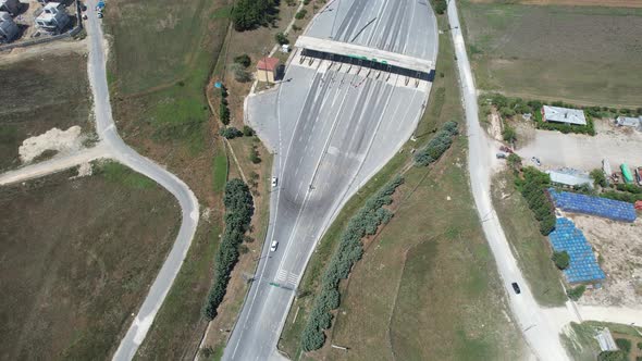 Aerial Shot Highway Toll Booths