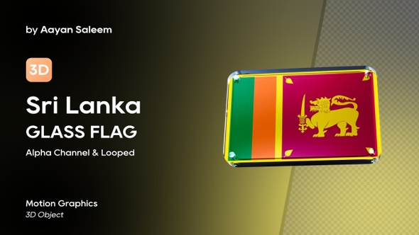 Sri Lanka Flag 3D Glass Badge