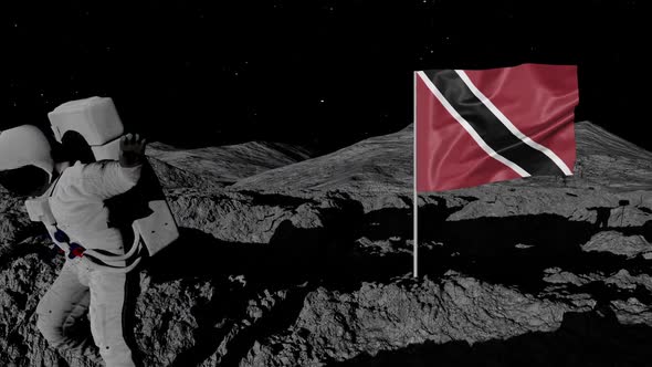 Astronaut Planting Trinidad and Tobago Flag on the Moon