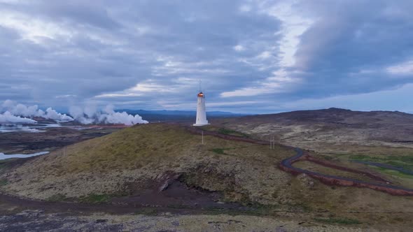 Reykjanesviti Lighthouse. Reykjanes, Iceland. Aerial View