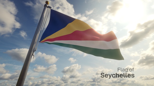 Seychelles Flag on a Flagpole