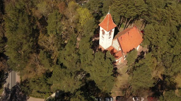 Aerial view of the Church of St. Seraphim of Sarov in Svetlogorsk