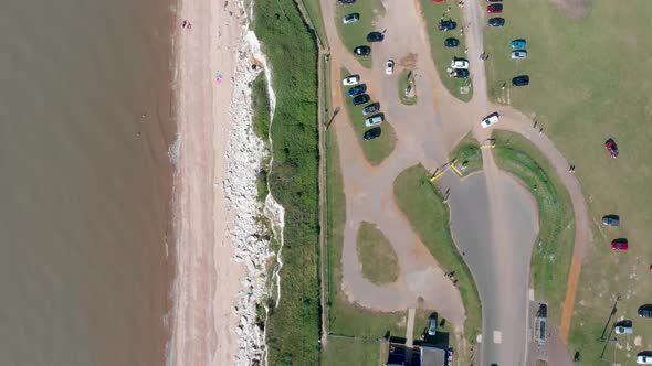 Aerial footage of the British seaside town of Hunstanton Norfolk in the UK