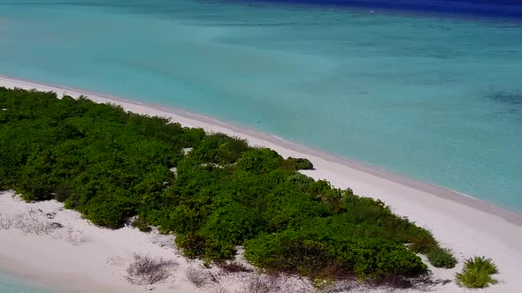 Drone view travel of tourist beach break by blue sea with sand background