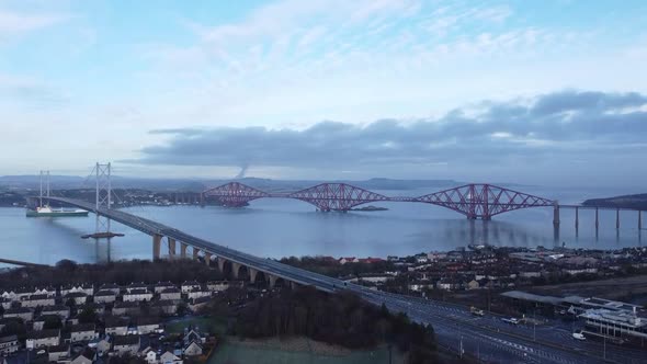 Aerial view of Firth of Forth, Edinburgh, Scotland