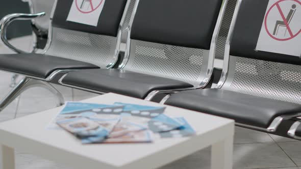 No People Sitting on Chairs in Empty Hospital Reception Area