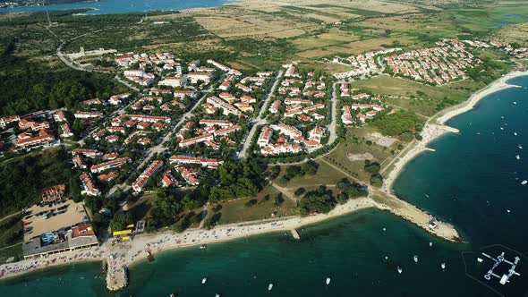 Aerial view of Gajac township in Zadar province, Croatia.